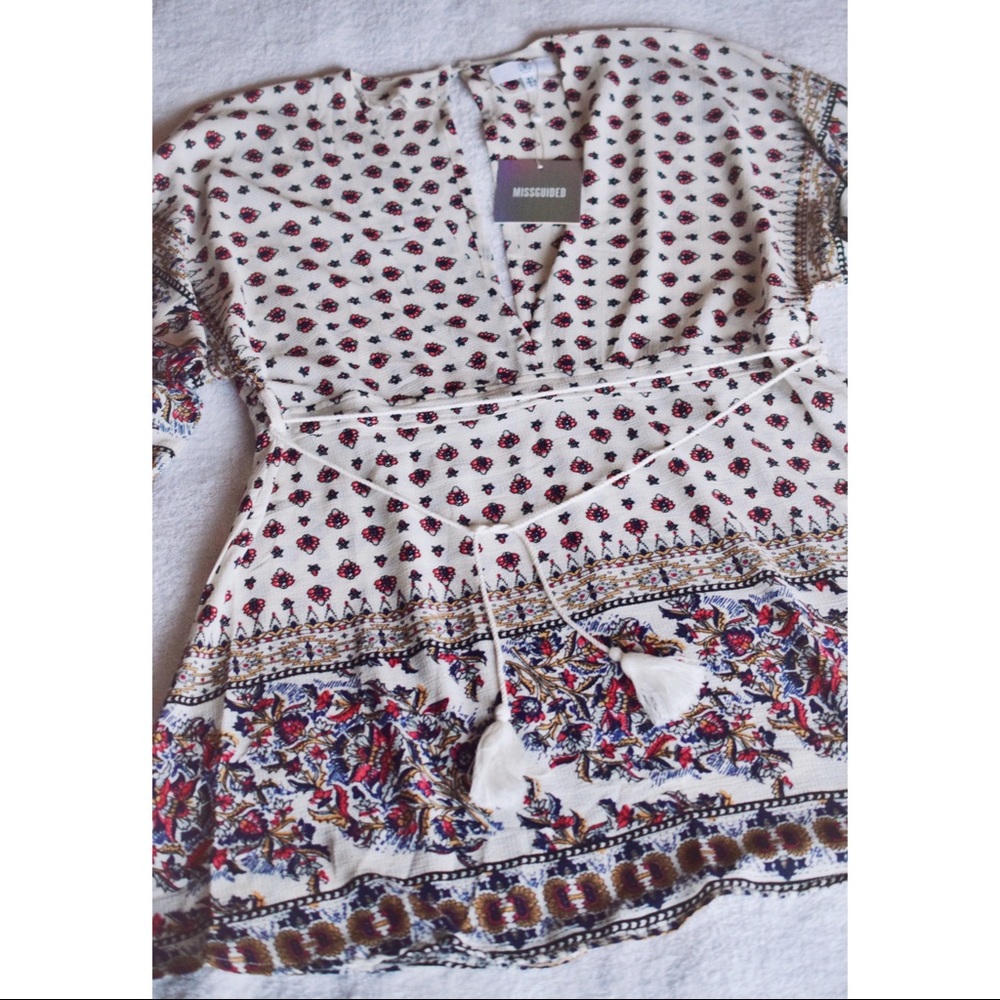 MISSGUIDED cream, kimono sleeve, skater dress